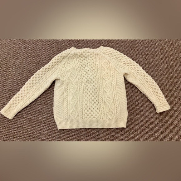 Vtg Men's Unisex L/XL Hand Knit 100% Wool Irish Fisherman's Cardigan Sweater - Picture 14 of 16